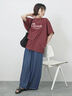 【接触冷感】ドルマンギャザー刺繍Tシャツ（オフホワイト/チャコールグレー/ボルドー/ブルー/ネイビー）｜Samansa Mos2 blue（サマンサモスモス ブルー）通販