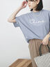 【接触冷感】ドルマンギャザー刺繍Tシャツ（オフホワイト/チャコールグレー/ボルドー/ブルー/ネイビー）｜Samansa Mos2 blue（サマンサモスモス ブルー）通販