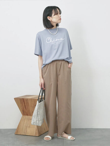 【接触冷感】ドルマンギャザー刺繍Tシャツ（オフホワイト/チャコールグレー/ボルドー/ブルー/ネイビー）｜Samansa Mos2 blue（サマンサモスモス ブルー）通販