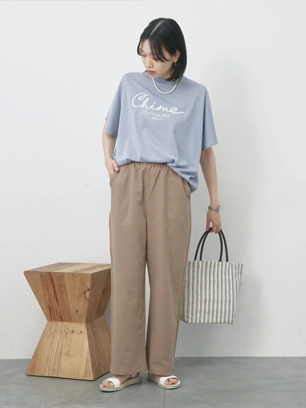 【接触冷感】ドルマンギャザー刺繍Tシャツ（オフホワイト/チャコールグレー/ボルドー/ブルー/ネイビー）｜Samansa Mos2 blue（サマンサモスモス ブルー）通販