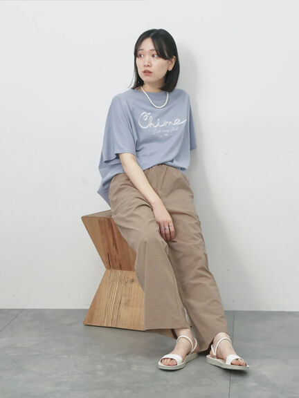 【接触冷感】ドルマンギャザー刺繍Tシャツ（オフホワイト/チャコールグレー/ボルドー/ブルー/ネイビー）｜Samansa Mos2 blue（サマンサモスモス ブルー）通販