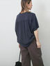 【接触冷感】ドルマンギャザー刺繍Tシャツ（オフホワイト/チャコールグレー/ボルドー/ブルー/ネイビー）｜Samansa Mos2 blue（サマンサモスモス ブルー）通販