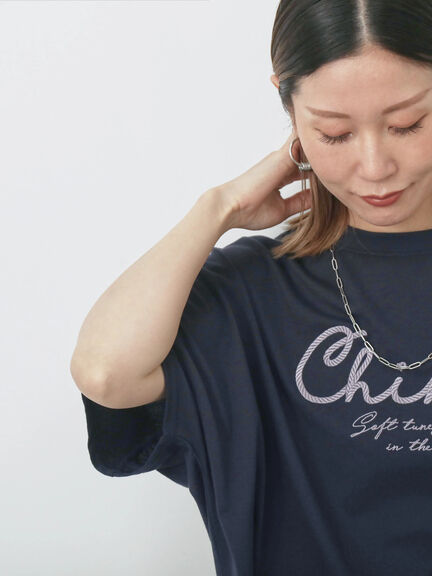 【接触冷感】ドルマンギャザー刺繍Tシャツ（オフホワイト/チャコールグレー/ボルドー/ブルー/ネイビー）｜Samansa Mos2 blue（サマンサモスモス ブルー）通販