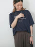 【接触冷感】ドルマンギャザー刺繍Tシャツ（オフホワイト/チャコールグレー/ボルドー/ブルー/ネイビー）｜Samansa Mos2 blue（サマンサモスモス ブルー）通販