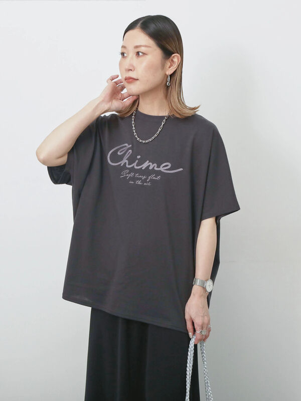 セール】 【接触冷感】ドルマンギャザー刺繍Tシャツ（オフホワイト