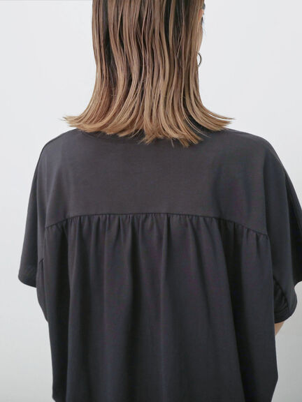 【接触冷感】ドルマンギャザー刺繍Tシャツ（オフホワイト/チャコールグレー/ボルドー/ブルー/ネイビー）｜Samansa Mos2 blue（サマンサモスモス ブルー）通販