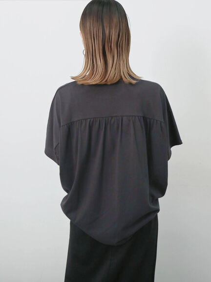 【接触冷感】ドルマンギャザー刺繍Tシャツ（オフホワイト/チャコールグレー/ボルドー/ブルー/ネイビー）｜Samansa Mos2 blue（サマンサモスモス ブルー）通販