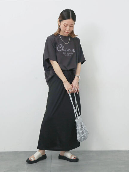 【接触冷感】ドルマンギャザー刺繍Tシャツ（オフホワイト/チャコールグレー/ボルドー/ブルー/ネイビー）｜Samansa Mos2 blue（サマンサモスモス ブルー）通販