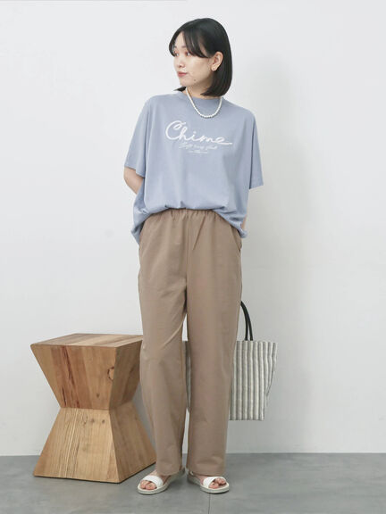 【接触冷感】ドルマンギャザー刺繍Tシャツ（オフホワイト/チャコールグレー/ボルドー/ブルー/ネイビー）｜Samansa Mos2 blue（サマンサモスモス ブルー）通販