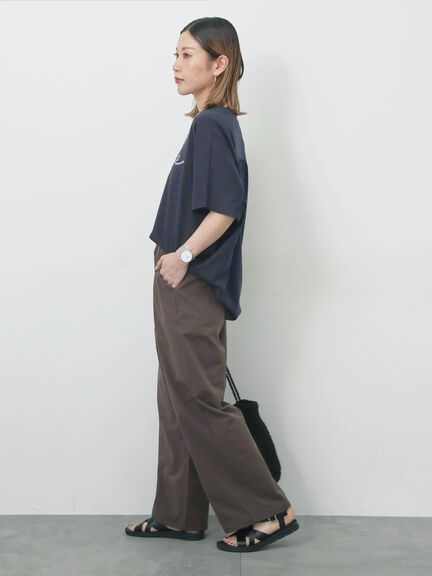 【接触冷感】ドルマンギャザー刺繍Tシャツ（オフホワイト/チャコールグレー/ボルドー/ブルー/ネイビー）｜Samansa Mos2 blue（サマンサモスモス ブルー）通販