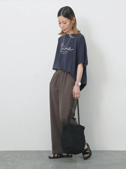 【接触冷感】ドルマンギャザー刺繍Tシャツ（オフホワイト/チャコールグレー/ボルドー/ブルー/ネイビー）｜Samansa Mos2 blue（サマンサモスモス ブルー）通販
