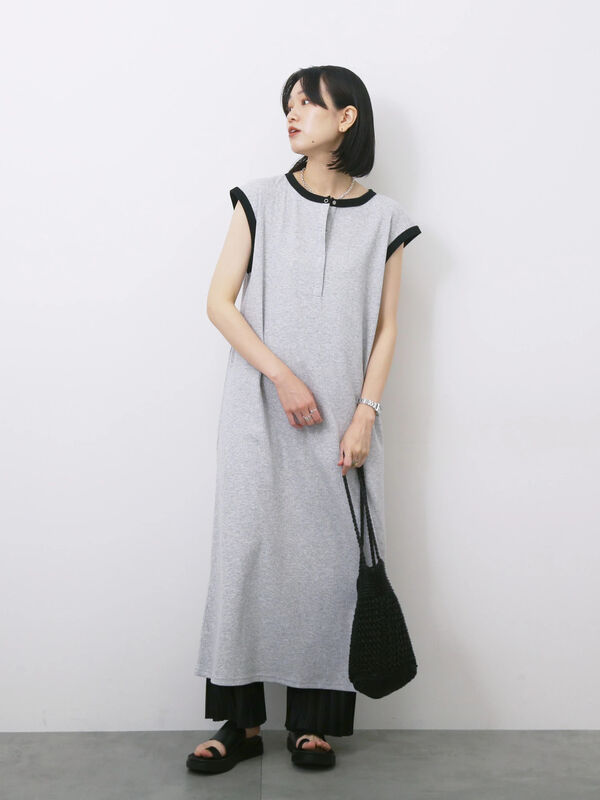 ◎ヘンリーネックテレコワンピース（ＴＯＰグレー）｜Samansa Mos2 blue（サマンサモスモス ブルー）通販