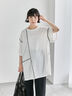 ◎【接触冷感】切替ステッチチュニック（オフホワイト/チャコールグレー/ブラック）｜Samansa Mos2 blue（サマンサモスモス ブルー）通販