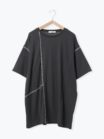 ◎【接触冷感】切替ステッチチュニック（オフホワイト/チャコールグレー/ブラック）｜Samansa Mos2 blue（サマンサモスモス ブルー）通販
