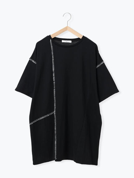 ◎【接触冷感】切替ステッチチュニック（オフホワイト/チャコールグレー/ブラック）｜Samansa Mos2 blue（サマンサモスモス ブルー）通販