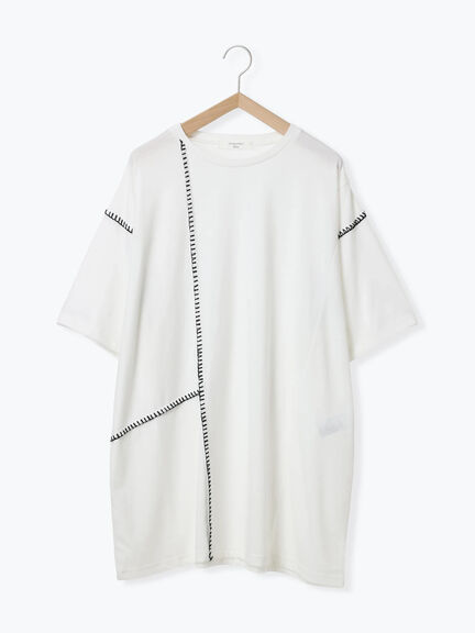 ◎【接触冷感】切替ステッチチュニック（オフホワイト/チャコールグレー/ブラック）｜Samansa Mos2 blue（サマンサモスモス ブルー）通販