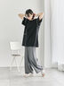 ◎【接触冷感】切替ステッチチュニック（オフホワイト/チャコールグレー/ブラック）｜Samansa Mos2 blue（サマンサモスモス ブルー）通販