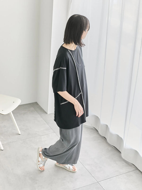 セール】 ◎【接触冷感】切替ステッチチュニック（オフホワイト
