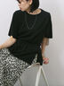 ◎【接触冷感】ウエストリボンTシャツ（オフホワイト/ブラック/ＴＯＰグレー）｜Samansa Mos2 blue（サマンサモスモス ブルー）通販