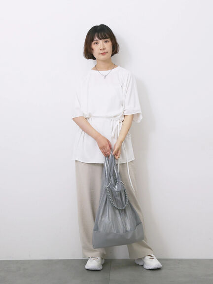 ◎【接触冷感】ウエストリボンTシャツ（オフホワイト/ブラック/ＴＯＰグレー）｜Samansa Mos2 blue（サマンサモスモス ブルー）通販