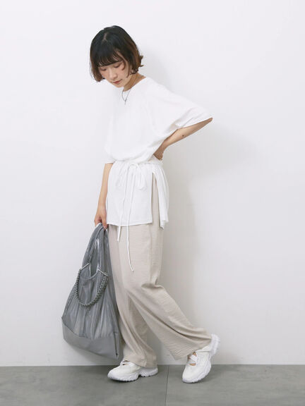 ◎【接触冷感】ウエストリボンTシャツ（オフホワイト/ブラック/ＴＯＰグレー）｜Samansa Mos2 blue（サマンサモスモス ブルー）通販
