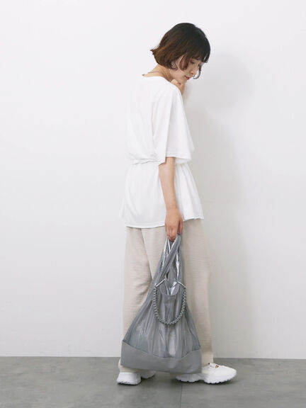 ◎【接触冷感】ウエストリボンTシャツ（オフホワイト/ブラック/ＴＯＰグレー）｜Samansa Mos2 blue（サマンサモスモス ブルー）通販