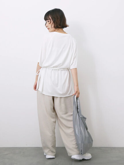 ◎【接触冷感】ウエストリボンTシャツ（オフホワイト/ブラック/ＴＯＰグレー）｜Samansa Mos2 blue（サマンサモスモス ブルー）通販
