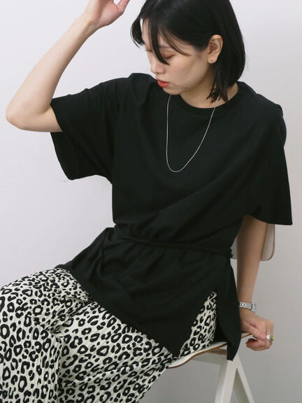 ◎【接触冷感】ウエストリボンTシャツ（オフホワイト/ブラック/ＴＯＰグレー）｜Samansa Mos2 blue（サマンサモスモス ブルー）通販