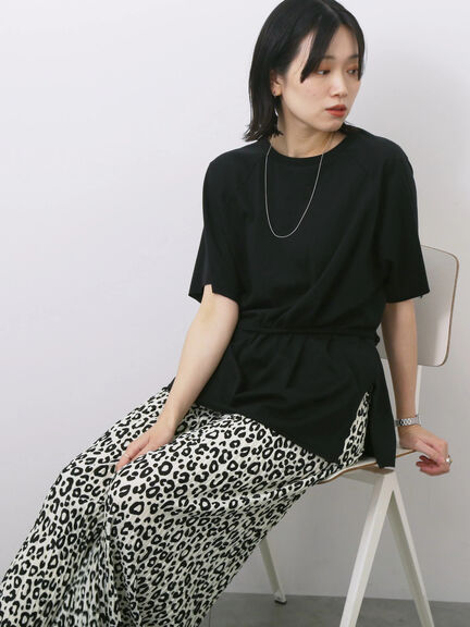◎【接触冷感】ウエストリボンTシャツ（オフホワイト/ブラック/ＴＯＰグレー）｜Samansa Mos2 blue（サマンサモスモス ブルー）通販