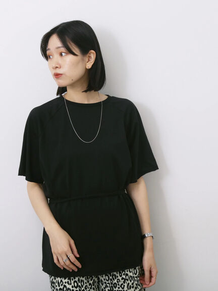 ◎【接触冷感】ウエストリボンTシャツ（オフホワイト/ブラック/ＴＯＰグレー）｜Samansa Mos2 blue（サマンサモスモス ブルー）通販