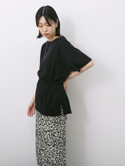 ◎【接触冷感】ウエストリボンTシャツ（オフホワイト/ブラック/ＴＯＰグレー）｜Samansa Mos2 blue（サマンサモスモス ブルー）通販