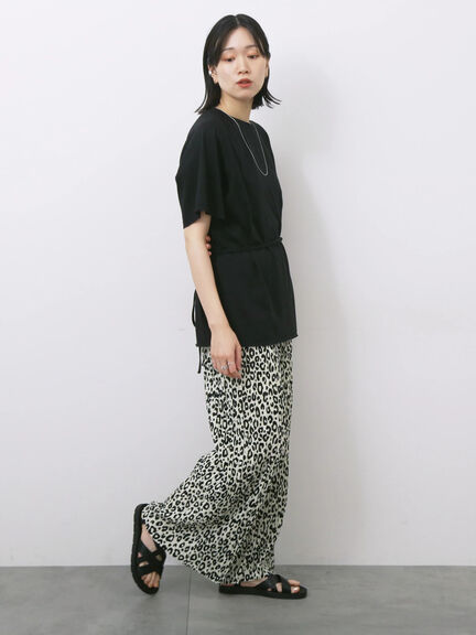 ◎【接触冷感】ウエストリボンTシャツ（オフホワイト/ブラック/ＴＯＰグレー）｜Samansa Mos2 blue（サマンサモスモス ブルー）通販