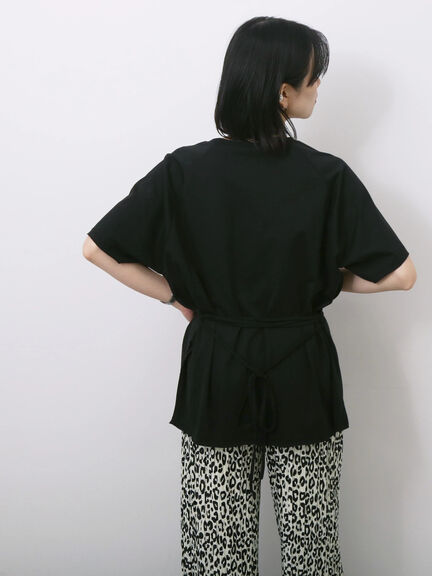 ◎【接触冷感】ウエストリボンTシャツ（オフホワイト/ブラック/ＴＯＰグレー）｜Samansa Mos2 blue（サマンサモスモス ブルー）通販