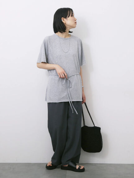 ◎【接触冷感】ウエストリボンTシャツ（オフホワイト/ブラック/ＴＯＰグレー）｜Samansa Mos2 blue（サマンサモスモス ブルー）通販