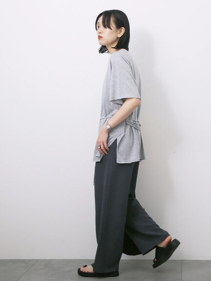 ◎【接触冷感】ウエストリボンTシャツ（オフホワイト/ブラック/ＴＯＰグレー）｜Samansa Mos2 blue（サマンサモスモス ブルー）通販
