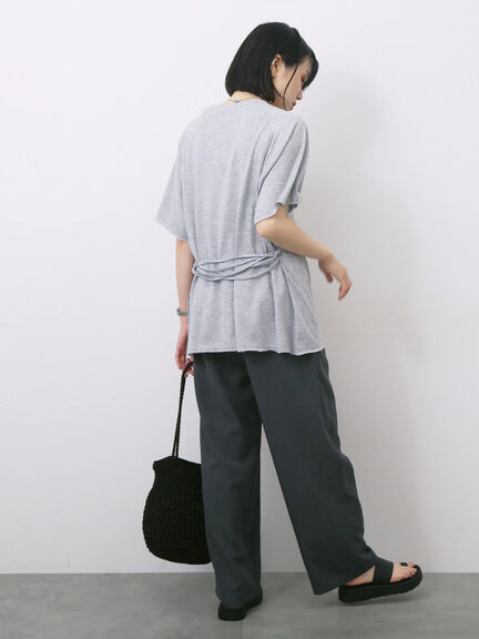 ◎【接触冷感】ウエストリボンTシャツ（オフホワイト/ブラック/ＴＯＰグレー）｜Samansa Mos2 blue（サマンサモスモス ブルー）通販