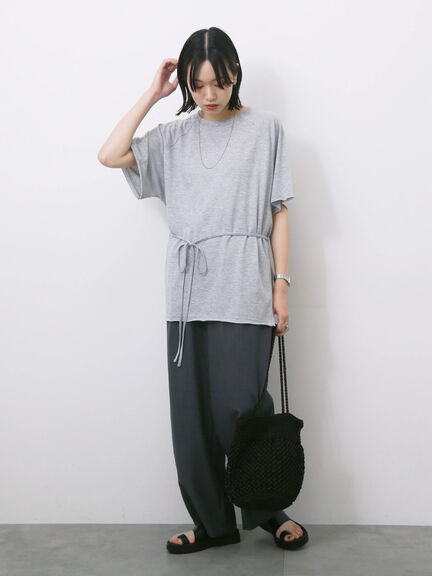 ◎【接触冷感】ウエストリボンTシャツ（オフホワイト/ブラック/ＴＯＰグレー）｜Samansa Mos2 blue（サマンサモスモス ブルー）通販