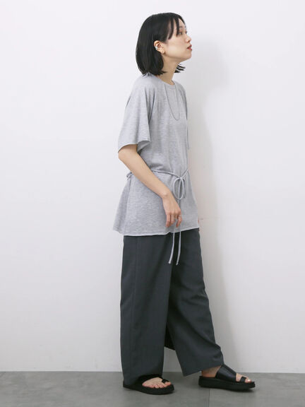 ◎【接触冷感】ウエストリボンTシャツ（オフホワイト/ブラック/ＴＯＰグレー）｜Samansa Mos2 blue（サマンサモスモス ブルー）通販