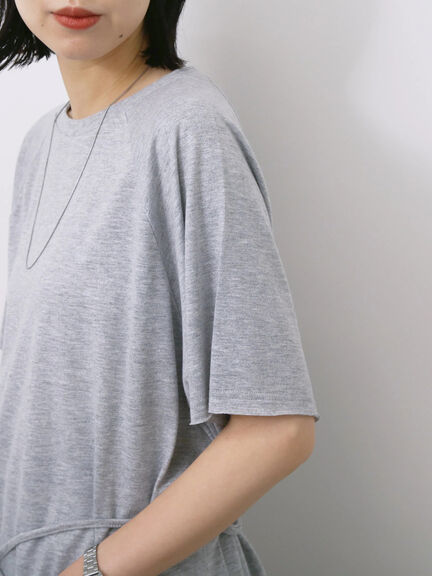 ◎【接触冷感】ウエストリボンTシャツ（オフホワイト/ブラック/ＴＯＰグレー）｜Samansa Mos2 blue（サマンサモスモス ブルー）通販