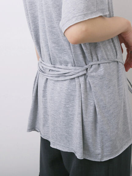 ◎【接触冷感】ウエストリボンTシャツ（オフホワイト/ブラック/ＴＯＰグレー）｜Samansa Mos2 blue（サマンサモスモス ブルー）通販