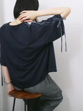 ◎【接触冷感】ベロアラインリボンTシャツ（ネイビー）｜Samansa Mos2 blue（サマンサモスモス ブルー）通販
