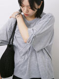 ◎【接触冷感】ベロアラインリボンTシャツ（ＴＯＰグレー）｜Samansa Mos2 blue（サマンサモスモス ブルー）通販