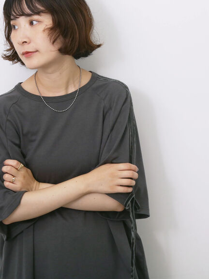 ◎【接触冷感】ベロアラインリボンTシャツ（チャコールグレー/ネイビー/ＴＯＰグレー）｜Samansa Mos2 blue（サマンサモスモス ブルー）通販