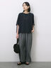 ◎【接触冷感】ベロアラインリボンTシャツ（チャコールグレー/ネイビー/ＴＯＰグレー）｜Samansa Mos2 blue（サマンサモスモス ブルー）通販