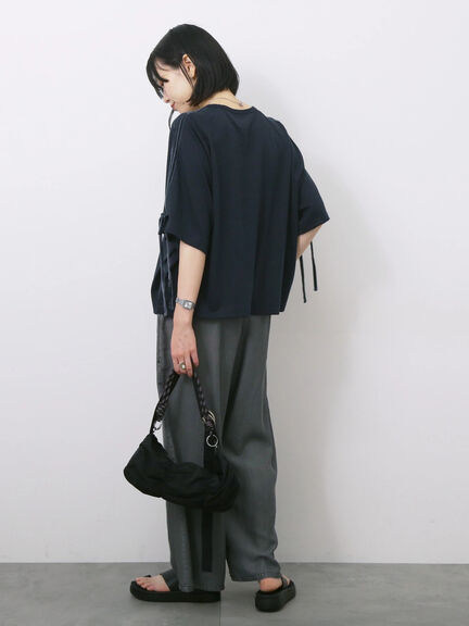 ◎【接触冷感】ベロアラインリボンTシャツ（チャコールグレー/ネイビー/ＴＯＰグレー）｜Samansa Mos2 blue（サマンサモスモス ブルー）通販