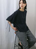 ◎【接触冷感】ベロアラインリボンTシャツ（チャコールグレー/ネイビー/ＴＯＰグレー）｜Samansa Mos2 blue（サマンサモスモス ブルー）通販