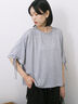 ◎【接触冷感】ベロアラインリボンTシャツ（チャコールグレー/ネイビー/ＴＯＰグレー）｜Samansa Mos2 blue（サマンサモスモス ブルー）通販