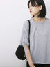 ◎【接触冷感】ベロアラインリボンTシャツ（チャコールグレー/ネイビー/ＴＯＰグレー）｜Samansa Mos2 blue（サマンサモスモス ブルー）通販