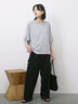 ◎【接触冷感】ベロアラインリボンTシャツ（チャコールグレー/ネイビー/ＴＯＰグレー）｜Samansa Mos2 blue（サマンサモスモス ブルー）通販