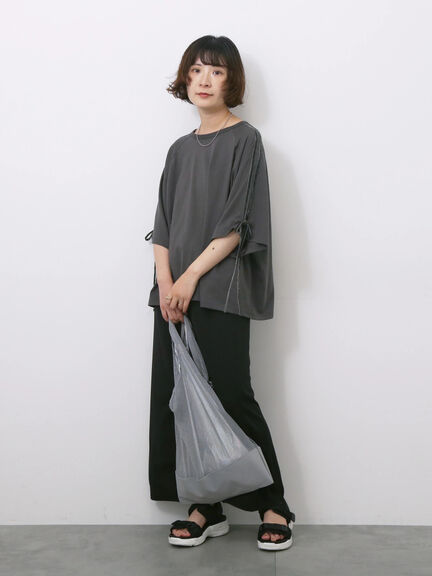 ◎【接触冷感】ベロアラインリボンTシャツ（チャコールグレー/ネイビー/ＴＯＰグレー）｜Samansa Mos2 blue（サマンサモスモス ブルー）通販
